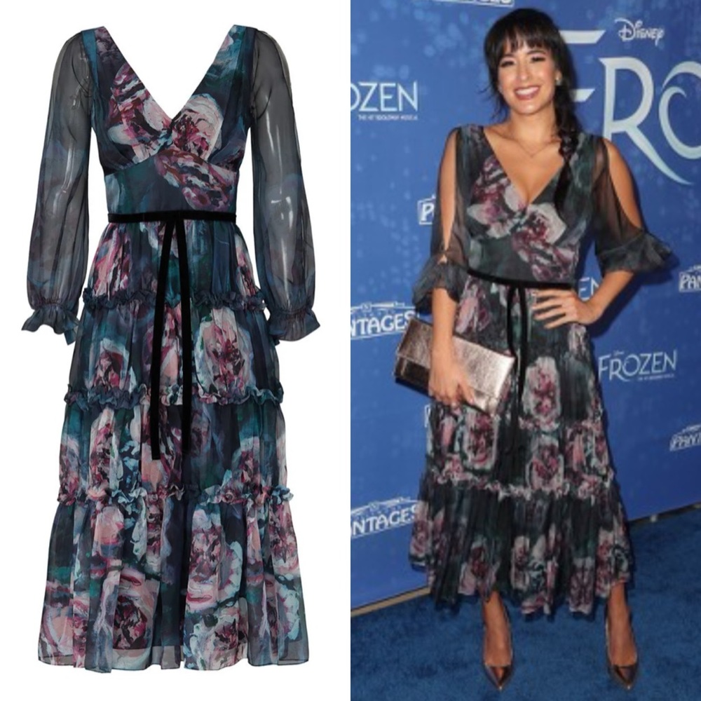 Marchesa Notte Ribbon Waist Dress in Size 2